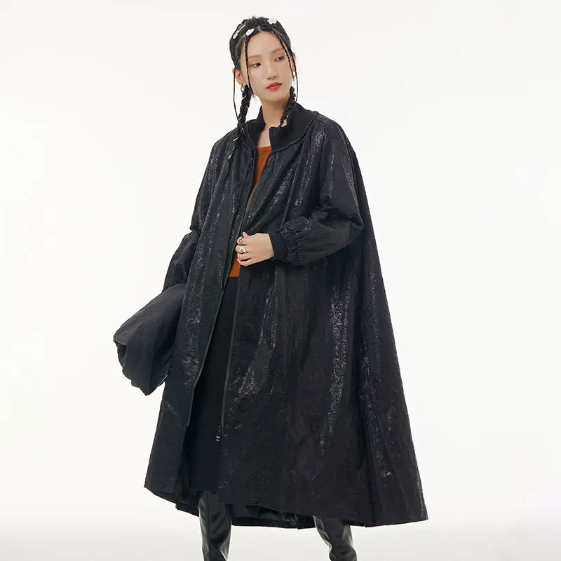 

SuperAen 2022 осенний Новый большой размер женский плащ однотонный дикий Модный повседневный Тренч с высоким воротником для женщин