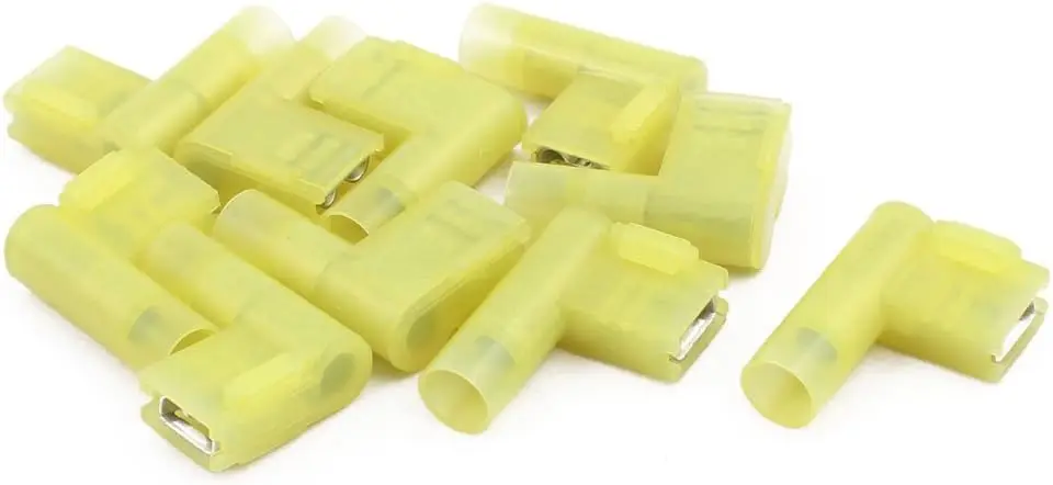 Обжимные клеммы с флагом, гнездовые нейлоновые полностью изолированные соединители для проводов желтого цвета, 10 шт.