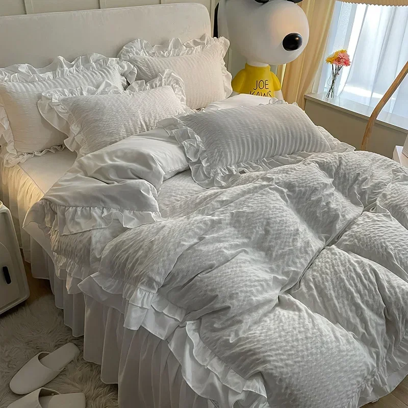 Кружево для спальни мягкие покрывала двуспальной кровати домашний удобный