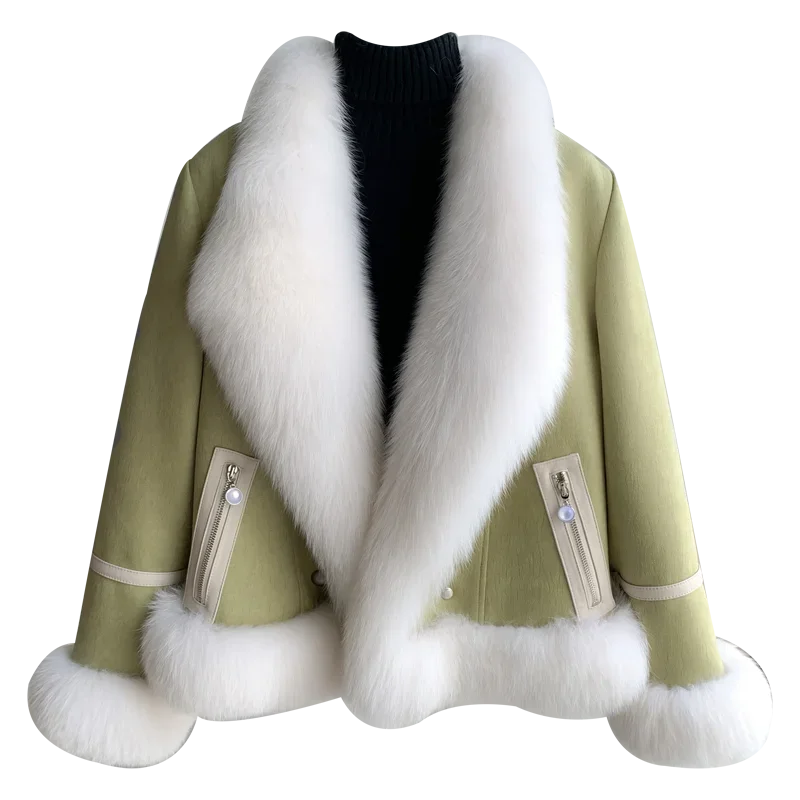 Новинка 2024 дизайнерское зимнее пальто из искусственной замши Женская куртка с