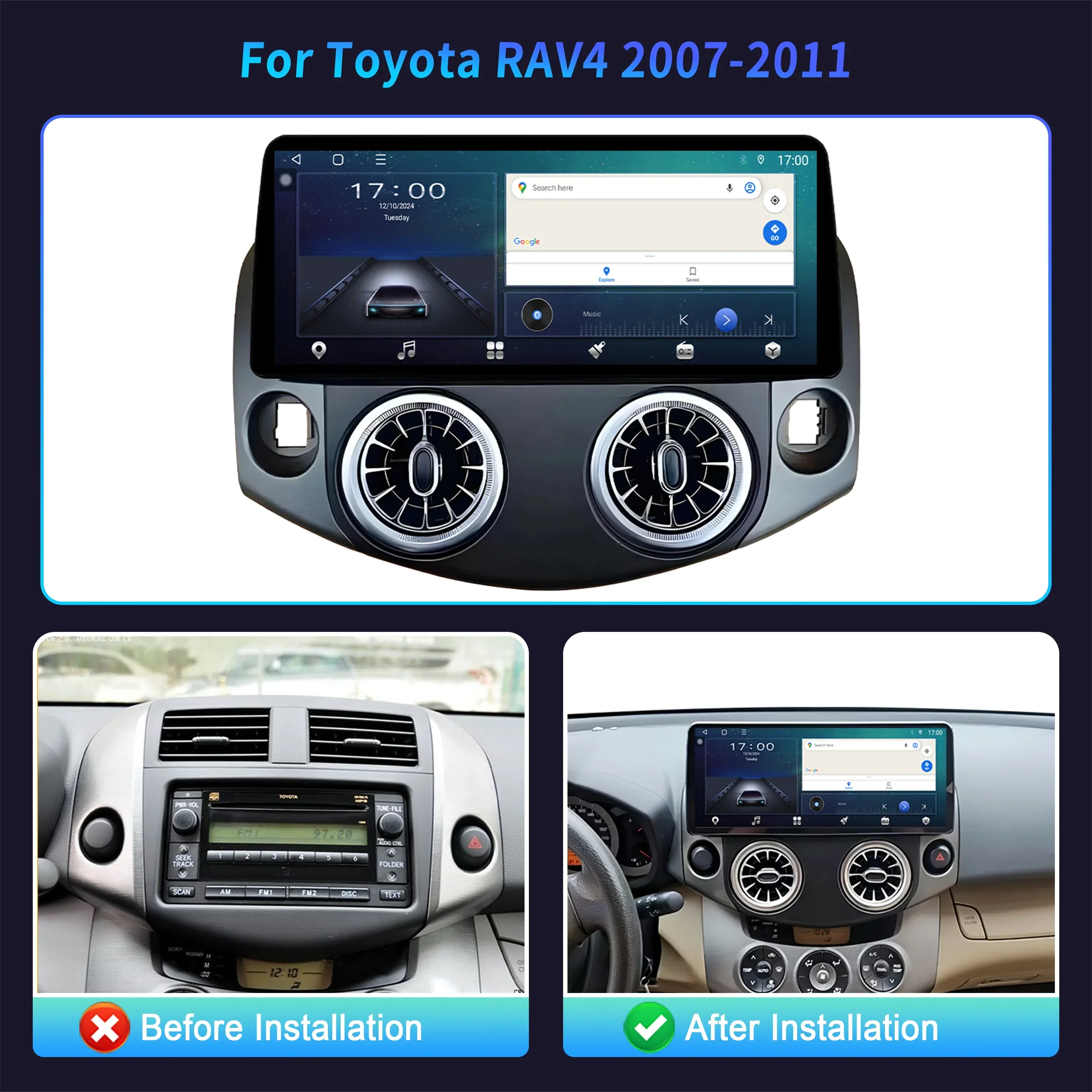 Автомобильный радиоприемник мультимедийный 12 3-дюймовый GPS для Toyota RAV4 2007-2011