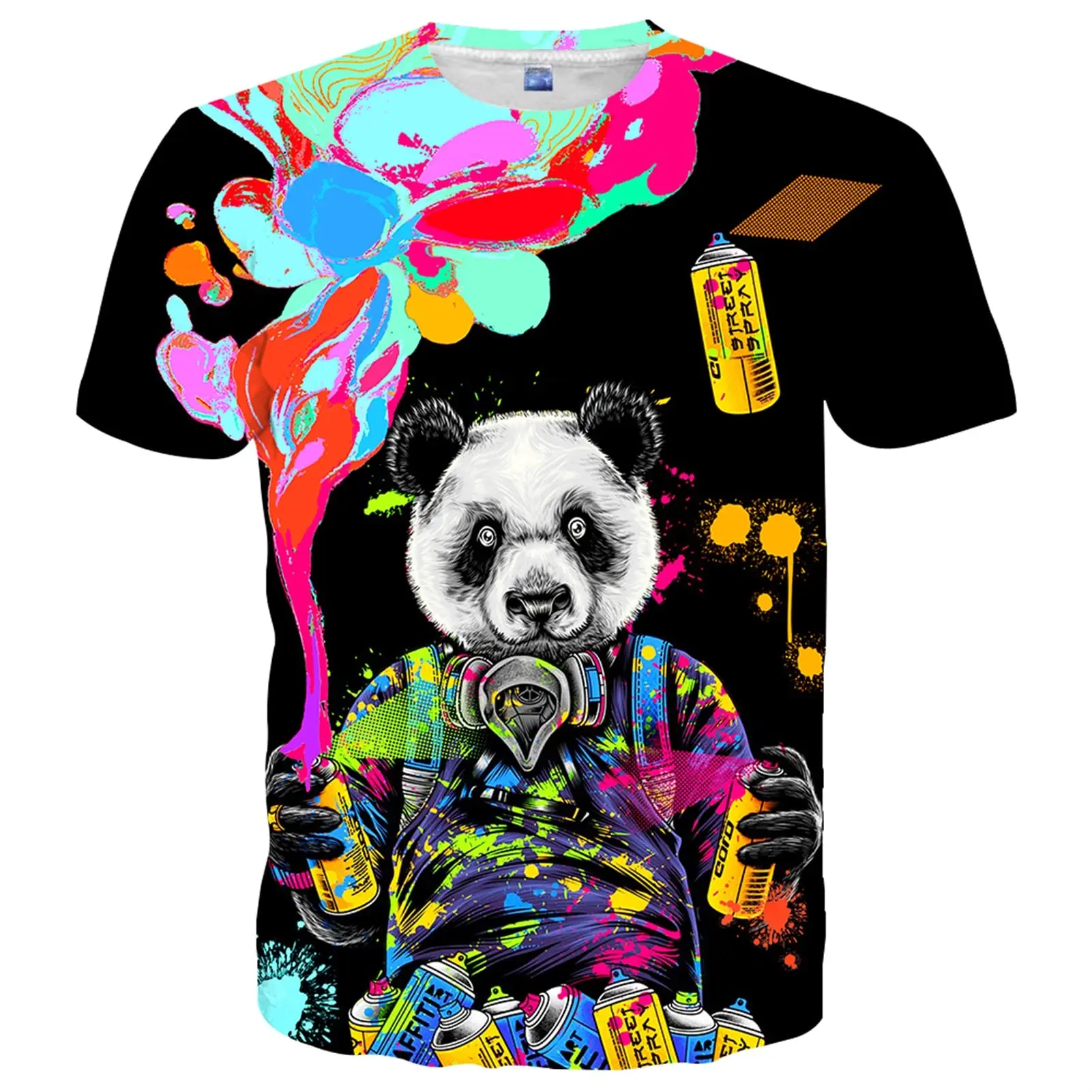 

Leisure aboriginal animals, giant panda 3d printing unisex shirt street style men's shirt hip-hop fun pattern top