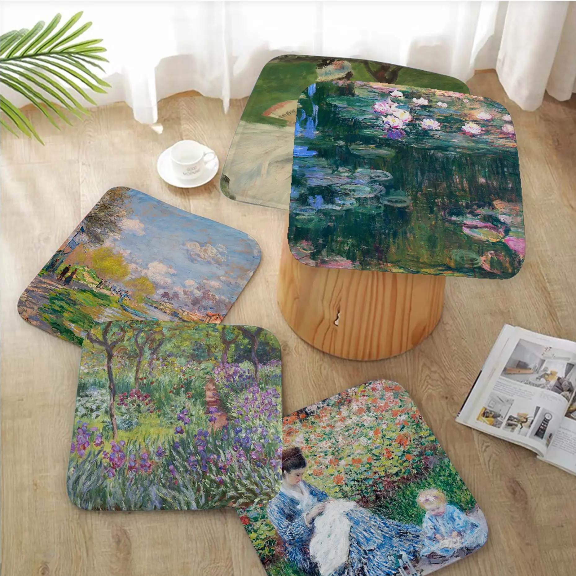 

Claude Monet Art Art Seat Cushion Office Dining Stool Pad Sponge Sofa Mat Non-Slip Sofa Decor Tatami