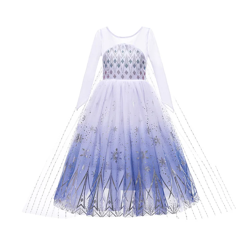 4 6 8 10 Yrs Kid Elsa Role Play Christmas Dress Festival Frozen Snow Queen Disney Princess Clothing Frock Girls B-day Party Gown