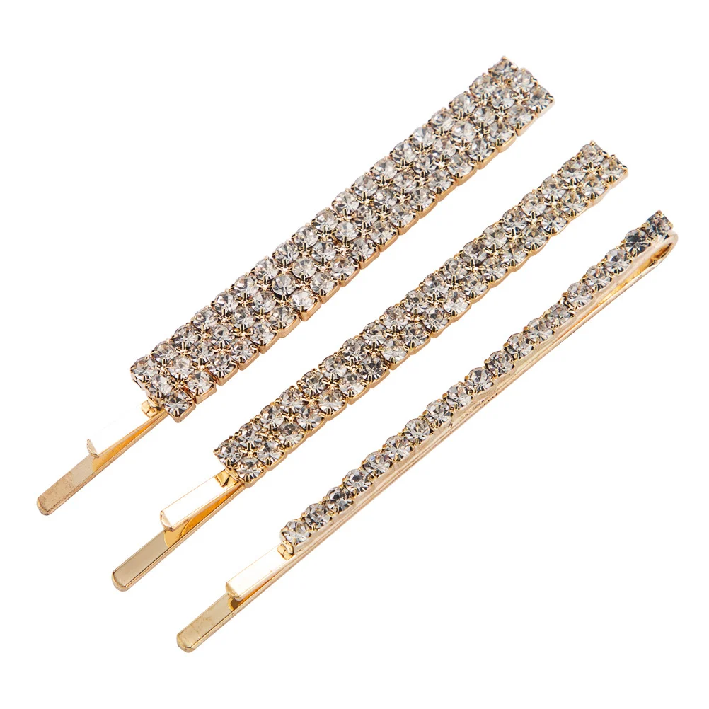 

3 Pcs Simple Rhinestone Hair Clip Hairpin Alloy Headdress Crystal Accessories Jewelry Miss Wedding Decorations Ceremony
