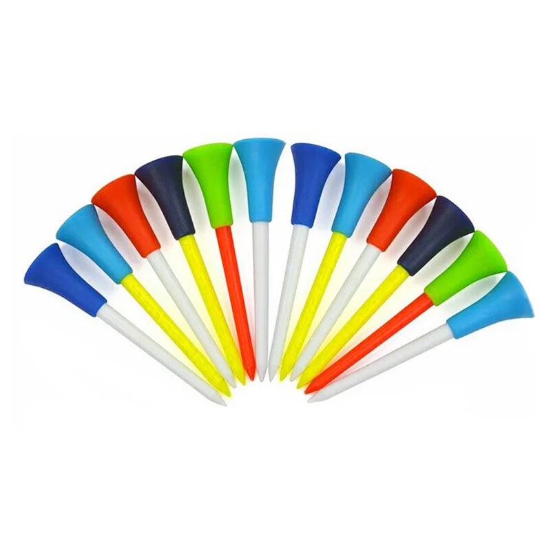 

50pcs Golf Tools 83mm Multicolor Plastic Golf Tees Rubber Cushion Professional
