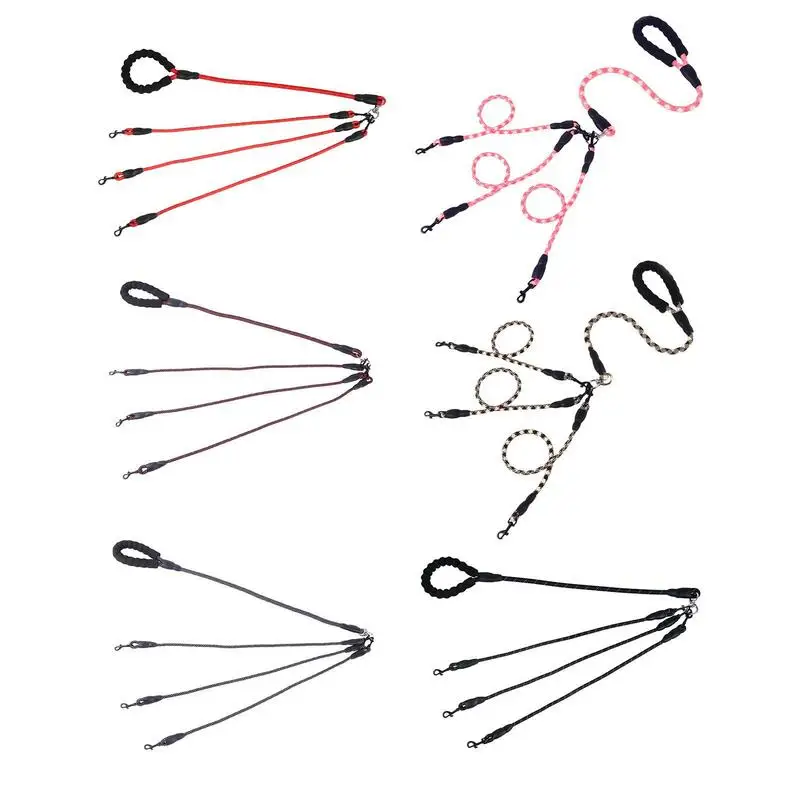 

Heavy Duty 3 Dog Nylon Leash Reflective Outdoor Training Pet Leash Training Dog Lanyard Traction Rope And Padded Handles