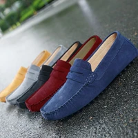mens suede casual shoes leather handmade flat bottomed loafers large size british casual mens shoes men casual shoes 2021