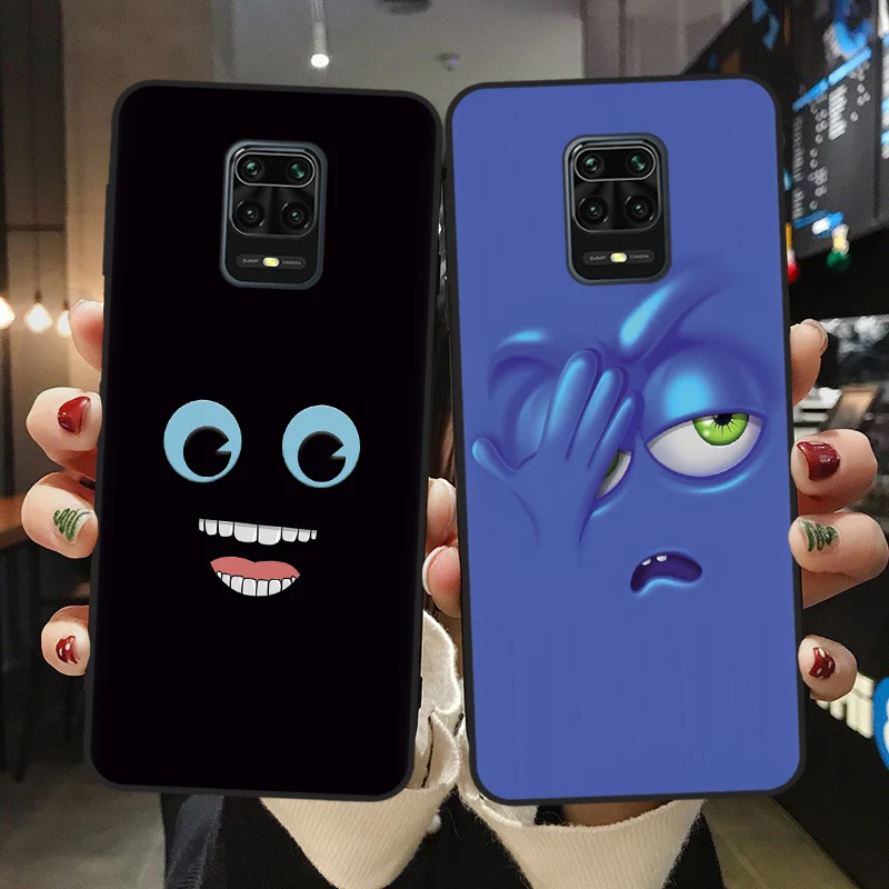 

3D funny face Black TPU Soft Phone Case For Xiaomi Mi 10T Lite 10 Redmi Note 9S 10S 7 8 9 10 Pro Max Back Cover Shell Capa