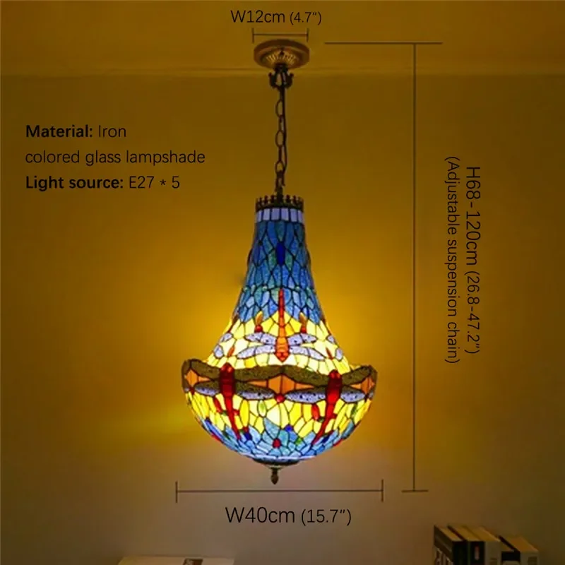 TINNY Тиффани Европейская люстра Винтаж Ресторан Спальня Кофейня Бар Вилла Коридор