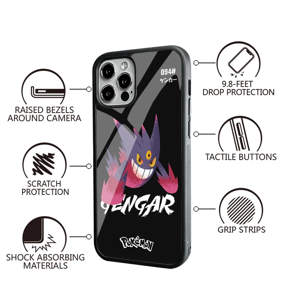 Чехол для телефона P-Pokemon-n IPhone 11 12 13 14 15 Plus Pro Max зеркальный акриловый чехол из ТПУ ПК