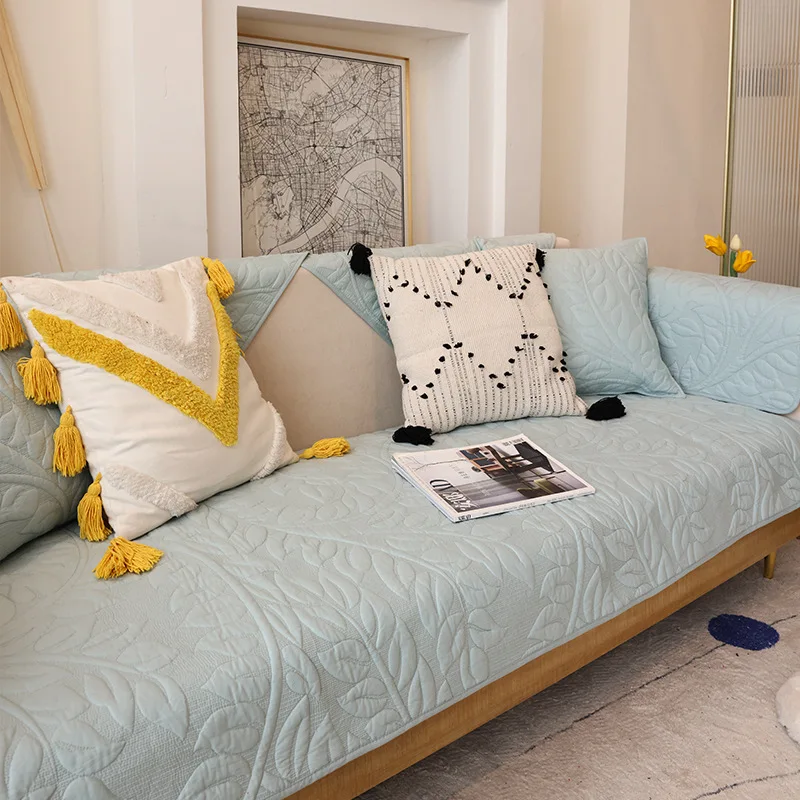 

Cotton Sofa Cushion Non-slip Quilted Fabric Simple Modern Cushion Home Decor Sofa Cover Cushion