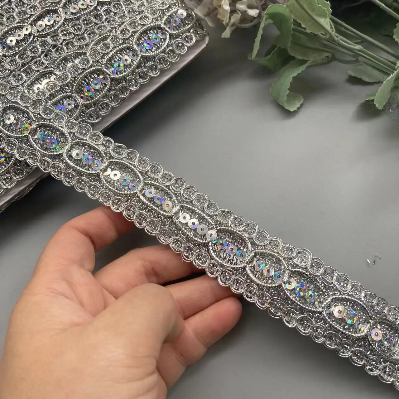 1 метр 3 см серебряная блестящая мишура кружевные аксессуары для одежды атласная