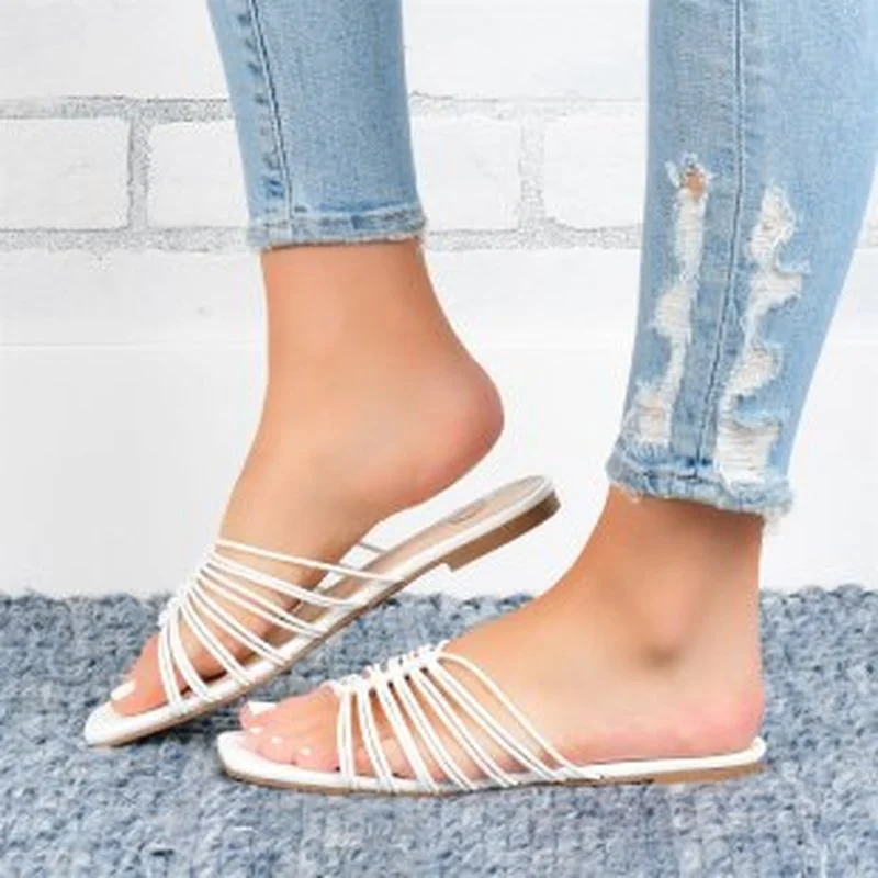 

2022 Women's Slippers Summer Fashion Flat Casual Women's Shoes Thin Strap Combination Outdoor Beach Ladies Plus Size Slippers