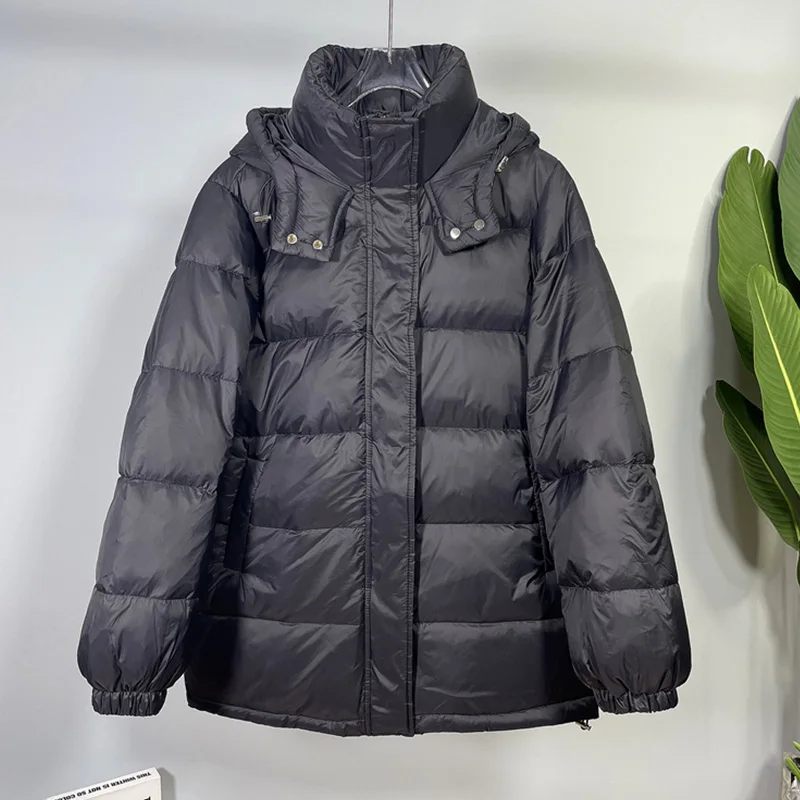 2022 New Down Jacket Women's Hooded Korean Version Loose Fashion Bread Clothes All-Match Thick White Duck Down Warm Coats Female