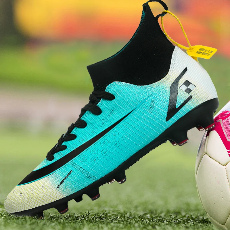 

DR.EAGLE Men Kids Football Boots Turf Soccer Shoes Cleats Training High Top Ankle Sport Sneakers High Quality FG/TF Size 35-45