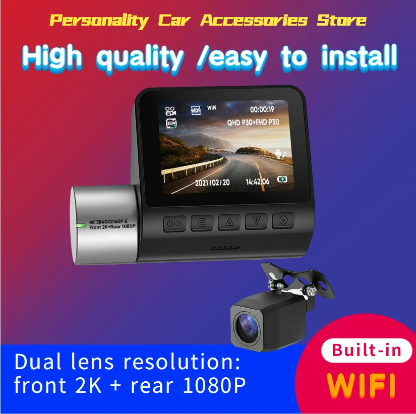 

V50 Front And Rear Dual Lens G Sensor Dash Camera Video Recorder Car DVR 24H Park Assist Function Wifi Version
