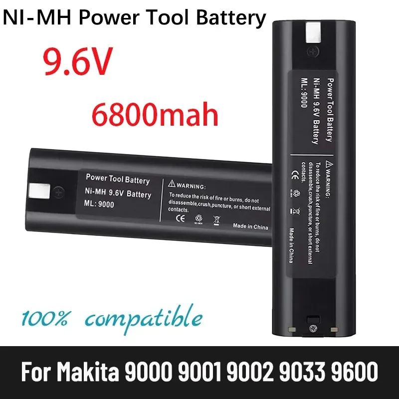 

100% Genuine 9.6V 6.8Ah Nickel Hydrogen Battery Replacement Suitable for Makita 9000 9002 9033, 6095D 6096D 6093D DA391D 5090D