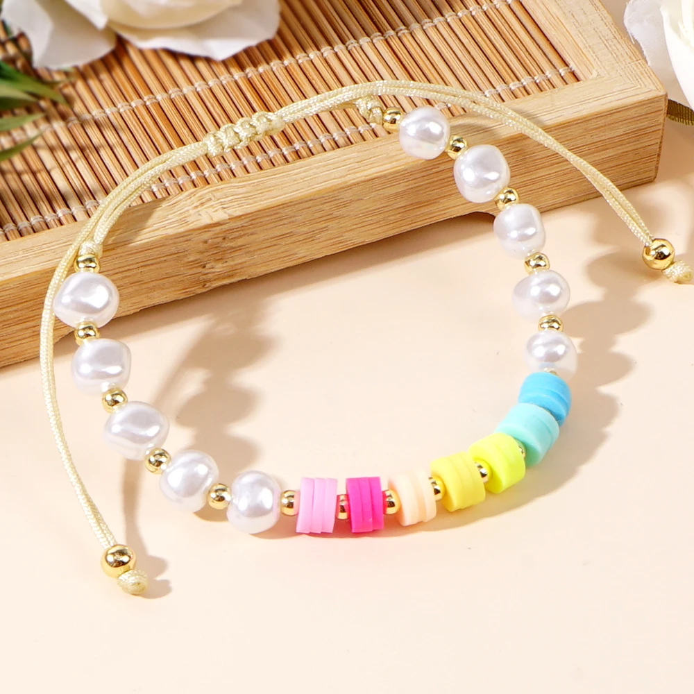 1 шт. медный браслет с бусинами и из глины Heishi новинка 2024 Штабелируемая цепочка