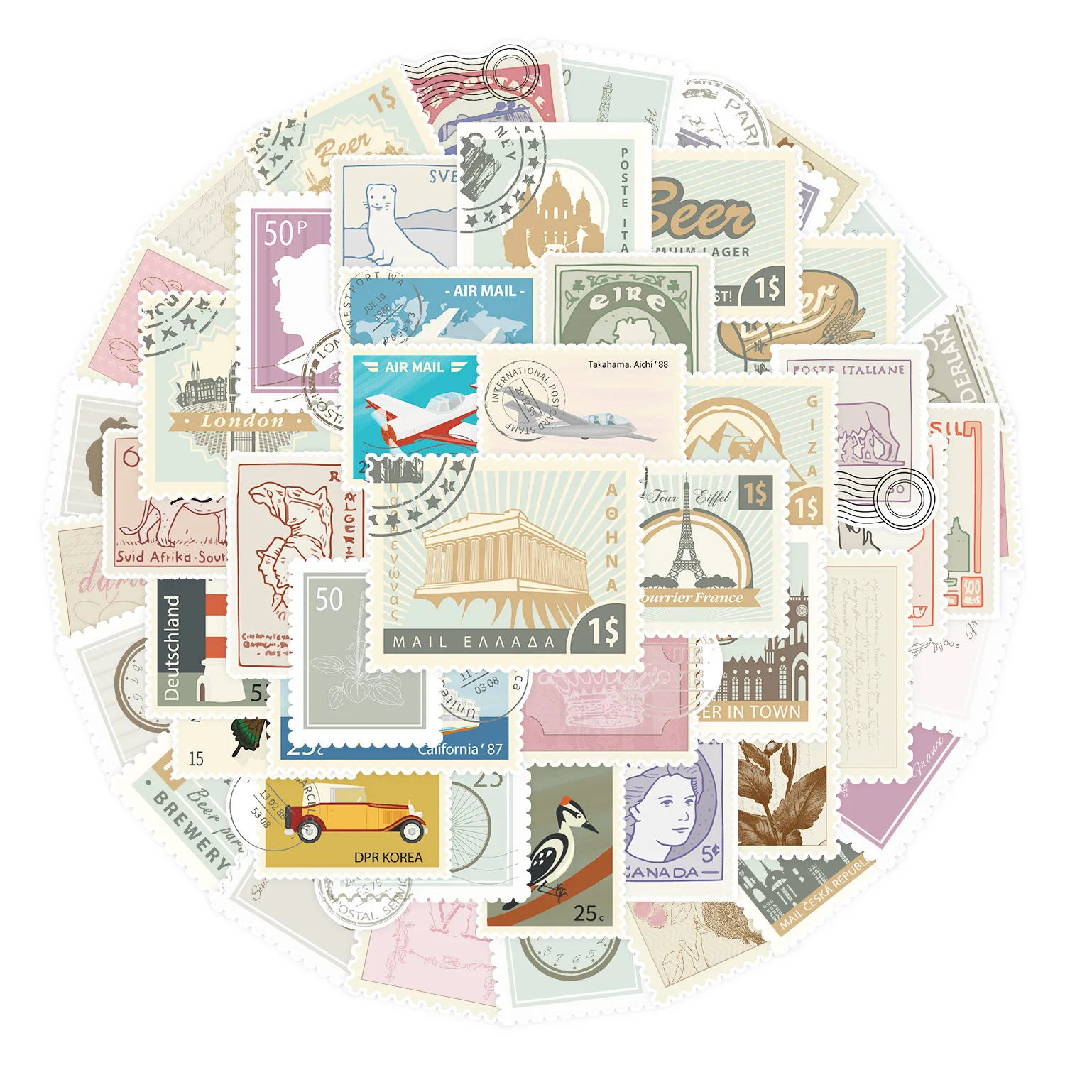 

10/30/50PCS New Trendy Cartoon Retro Stamps Graffiti Skateboard Helmet Water Cup DIY PVC Children Toy Reward Sticker Wholesale