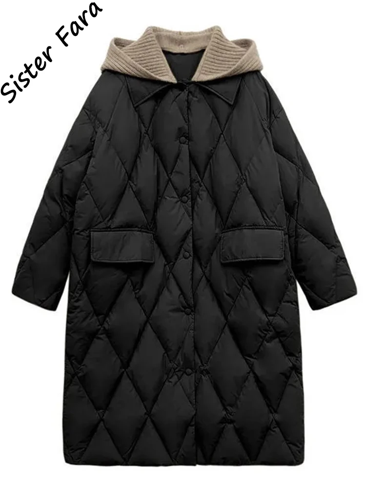 Sister Fara Winter Women's Puffer Down Coat Jacket Women's Thicken Faux Fur Parka Winter Coat Hooded Jacket with Pockets Coat