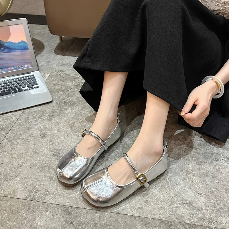 Женские Туфли Мэри Джейн туфли с круглым носком на плоской подошве в стиле ретро