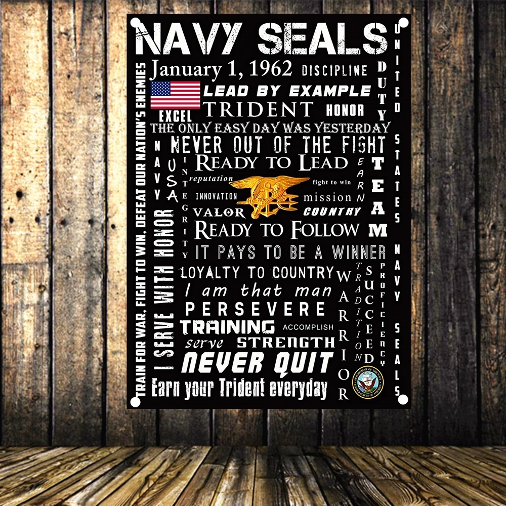 

NAVY SEALS Inspirational Quotes Poster Motivational Success Banners Wall Art Flag Canvas Painting Tapestry Wall Decoration