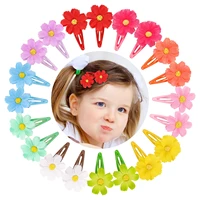 1 pc 10 colors cartoon cute flowers hair clips for children women kids baby girls snap hair clamp pins hairpins bb barrettes