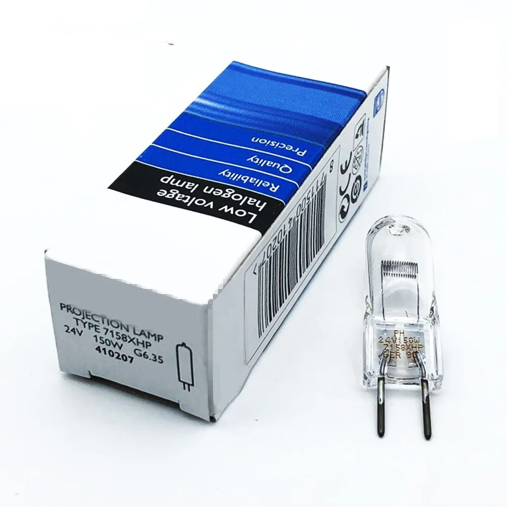 Проекционная лампа типа 7158XHP 24 В 150 Вт G6.35 410207 галогенная Вольфрамовая Лампа для