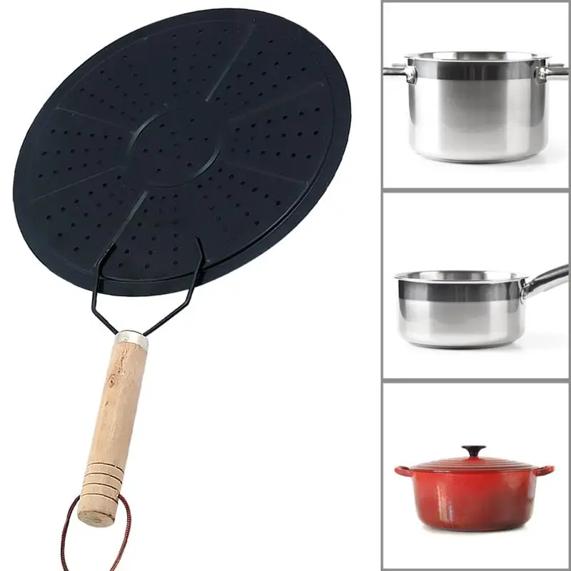 

Heat Diffuser Plate Disc Kitchen Cookware Milk Coffee Heat Diffuser Ring Simmer Ring with Wooden Handle Gas Stove Accessories