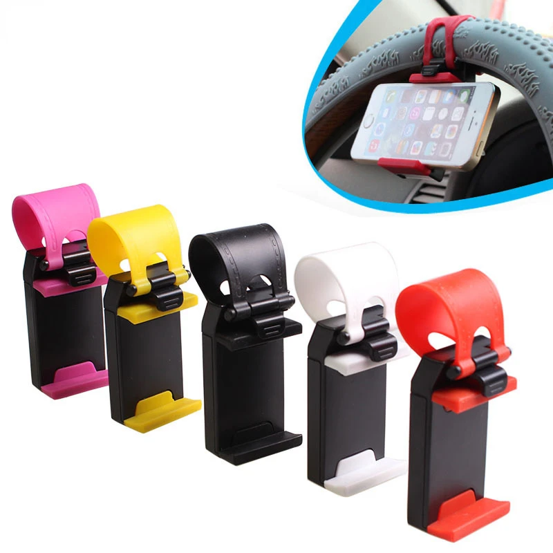 

Universal Car Steering Wheel Mobile Phone Holder Mount Buckle Socket Holder For iPhone 12 11 Pro Huawei GPS Stands