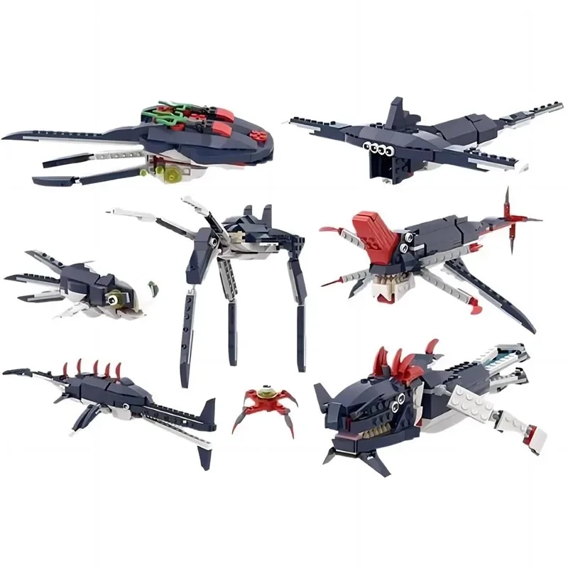 Морской организм акула строительный блок MOC Seaworld Abyssal монстр подводный мир