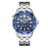 top mechanical watch male trendy business blue dial steel automatic relojes high end rotating bezel waterproof watches for men