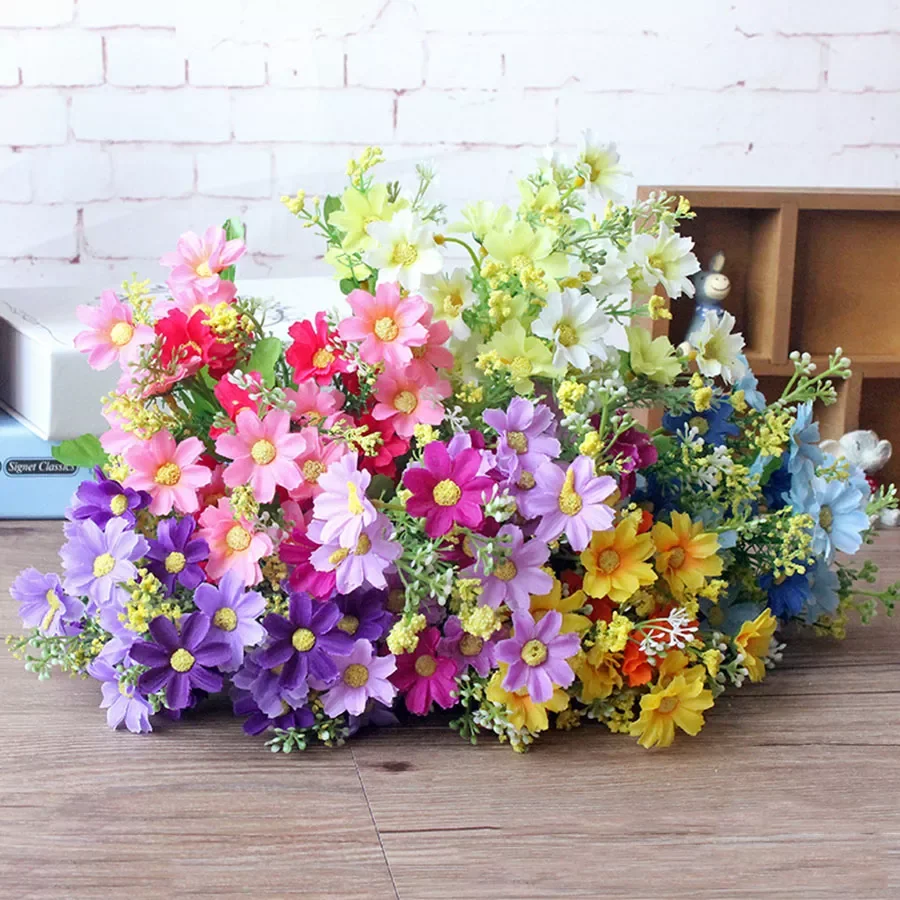 

1 Bunch 28 Head Cineraria Artificial Flower Bouquet Home Office Decor silk daisy artificial decorative indoor outdoor A12150