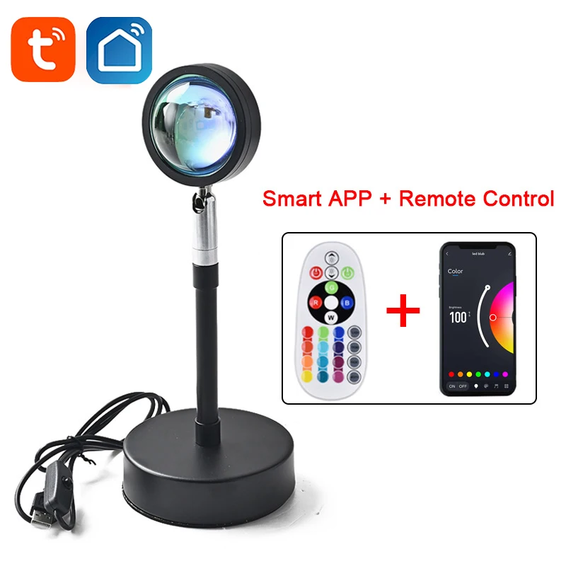 

Projector With Decoration Bedroom 16 Colors Smart App Remote Control Sunset Lamp Rgb Led Night Light For Selfie Tuya