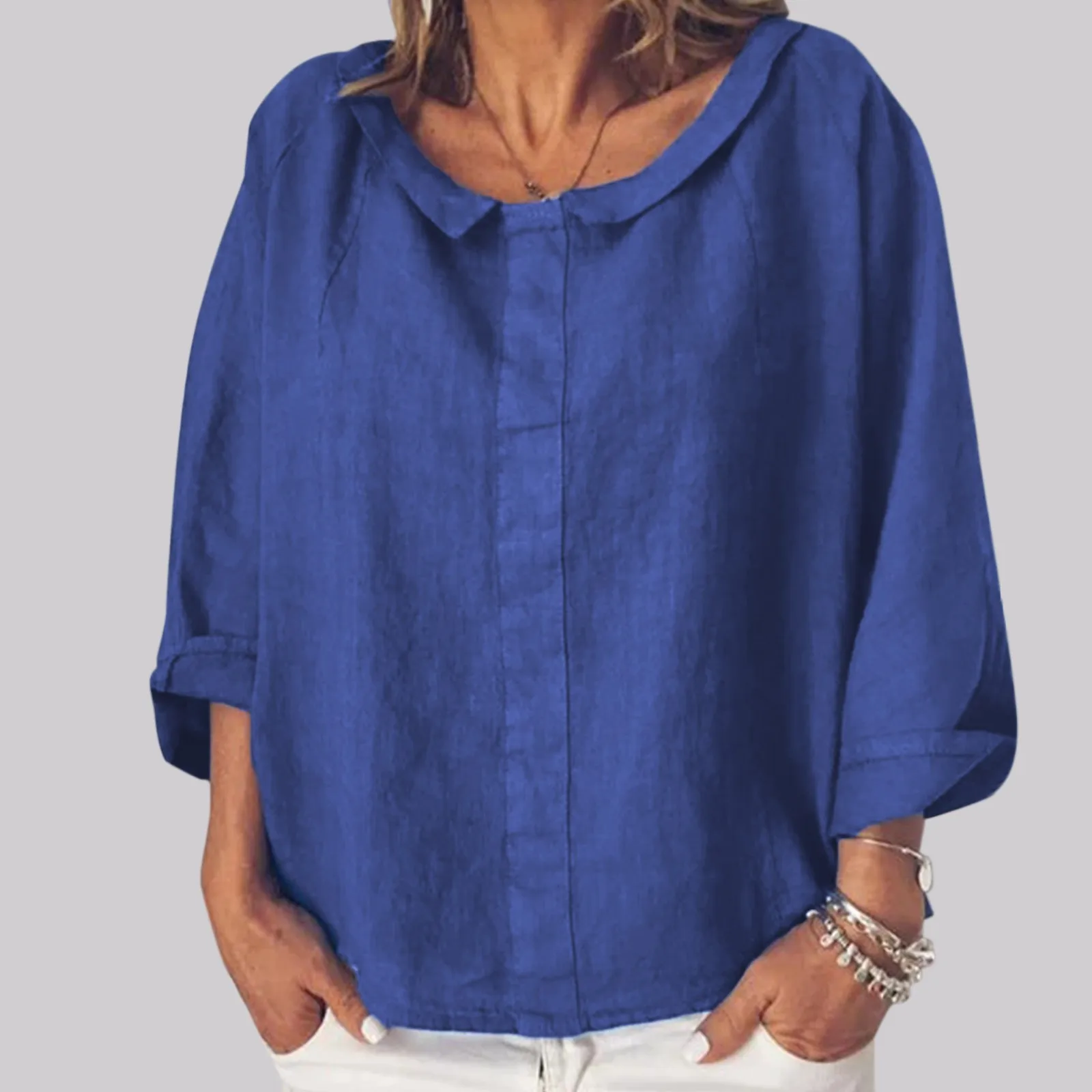 

Summer Womens Small Lapel Pullover Shirt Cotton Shirt Breathable Oversized Casual Shirt Work Wear Overshirt Blusas