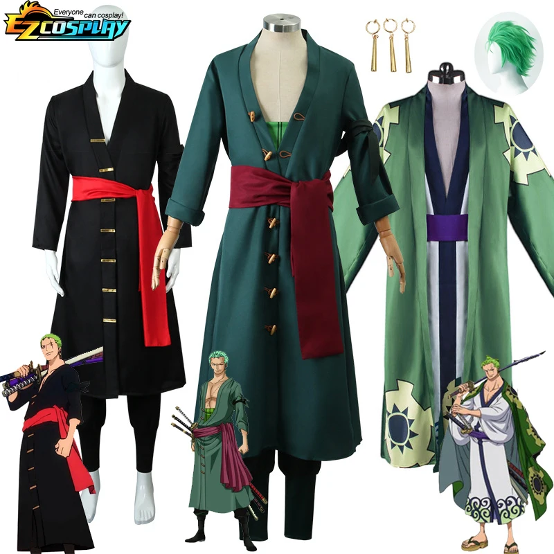 

Мужской костюм рононо для косплея Аниме кимоно халат Зоро плащ Униформа Хэллоуин наряды с серьгами