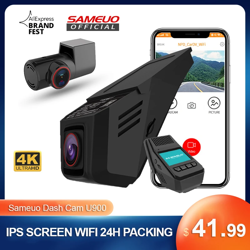 SAMEUO U900 araba dvr'ı çizgi kam 4k ön ve arka görüş kamerası avto dvr gece görüş Video kaydedici Wifi dashcam dvr arabalar için