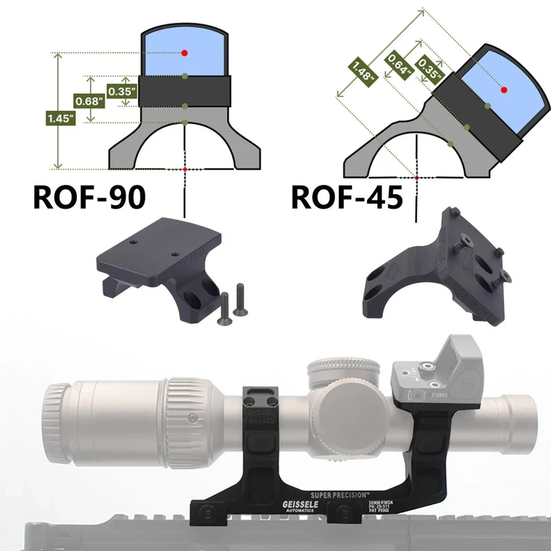 Фото Премиум-крепление из алюминия с ЧПУ ROF-90 ROF-45 для Trijicon RMR SRO Red Dot, сверхточные кронштейны для крепления VORTEX 30 мм для прицелов. №1
