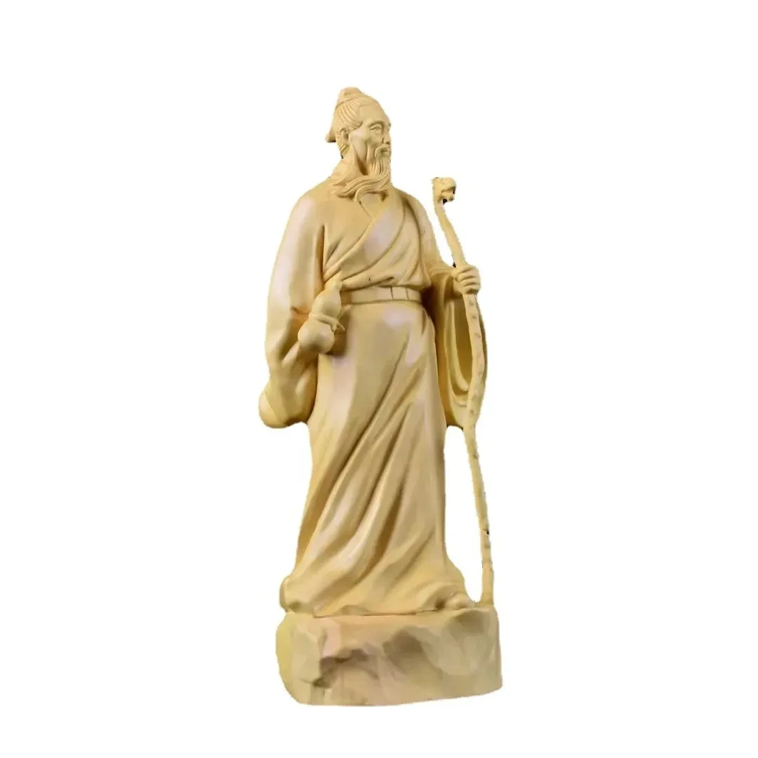 

solid wood Three Kingdoms period Physician Statue of Hua Tuo statue wood carving character ornament Home Decor Accessories 18cm