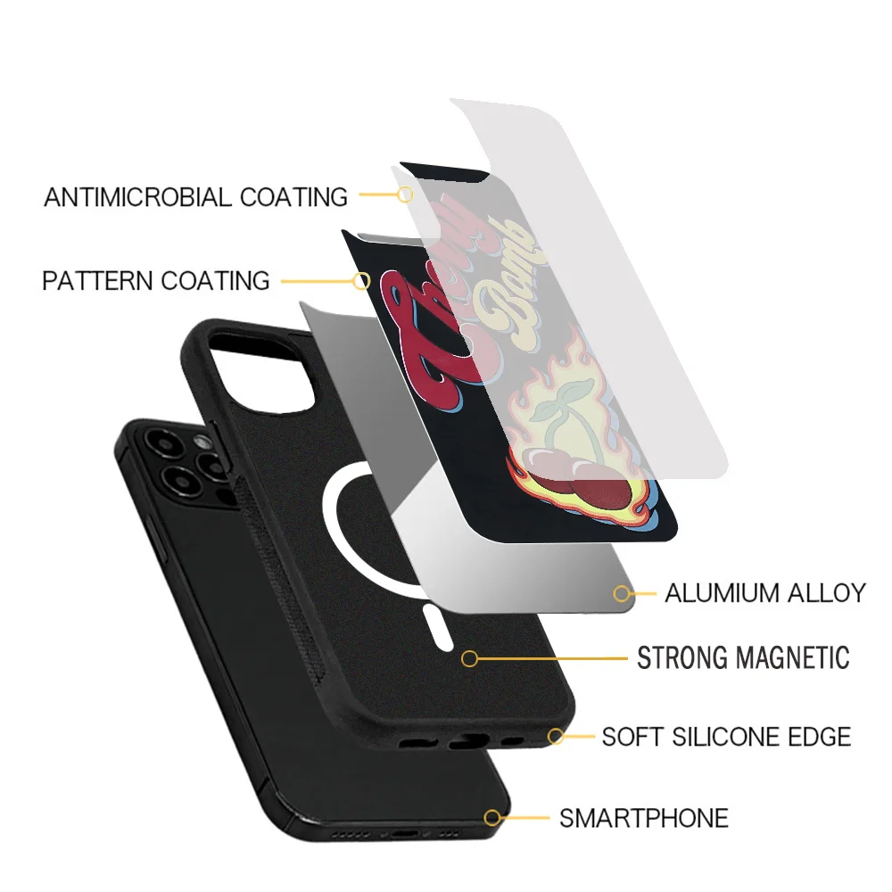 Чехол для телефона с принтом Cherry Bomb IPhone 11 12 13 14 15 Plus Pro Max зеркальный акриловый