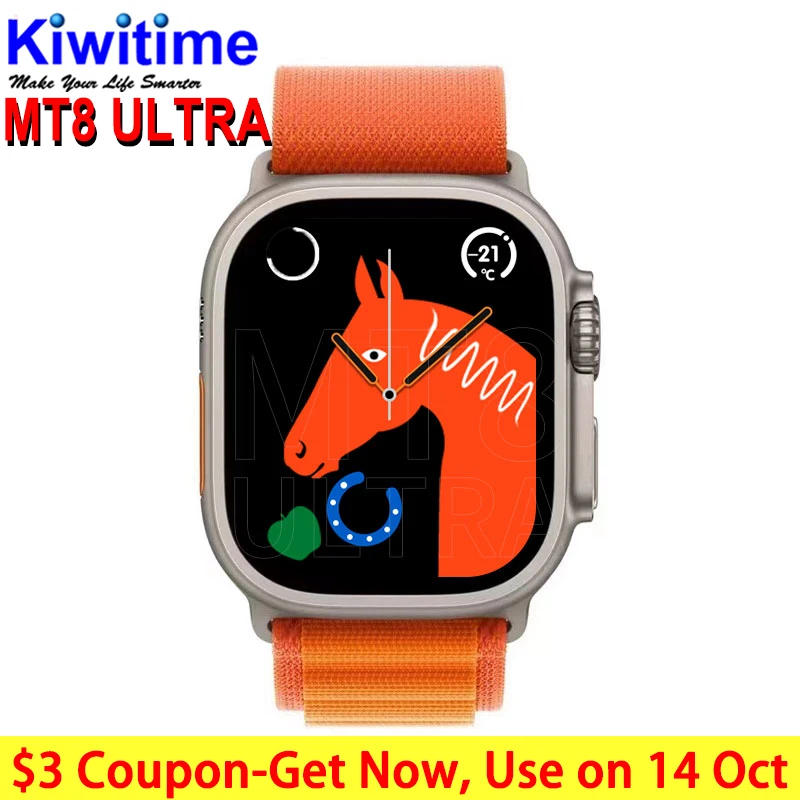 

Смарт-часы KIWITIME IWO WATCH MT8, умные часы серии 8, 49 мм, 2,0 дюйма, HD-экран, 396*484, Bluetooth-вызов, Смарт-часы для мужчин PK DT8 Ultra