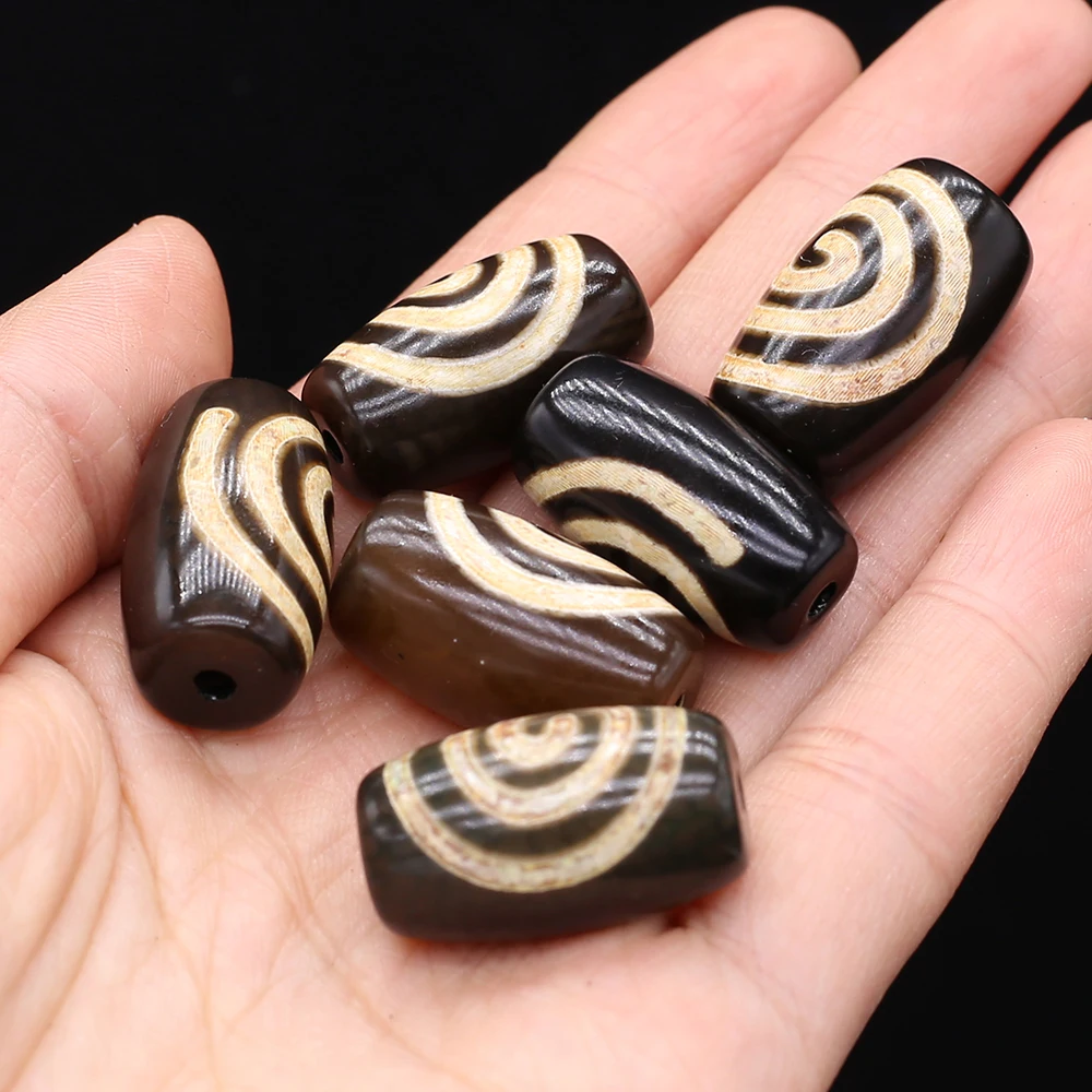 

Natural Stone Tibetan Dzi Beads Scattered Bead for Jewelry Making Diy Vintage Necklace Bracelet Accessories 15x25mm