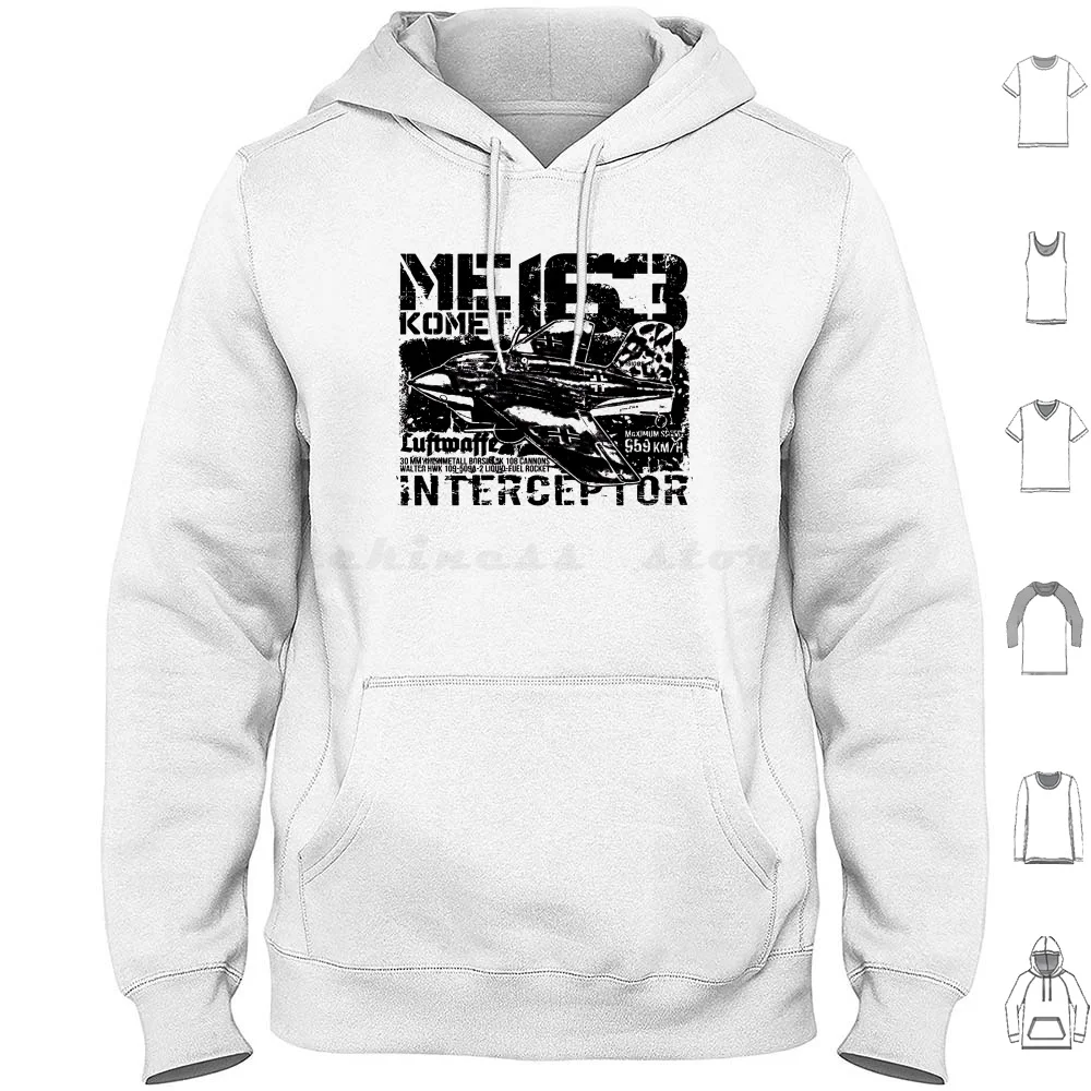 Me 163 Komet Hoodie Cotton Long Sleeve Fighter German Luftwaffe 108 Cannons Walter Hwk 109 509 Rocket Powered