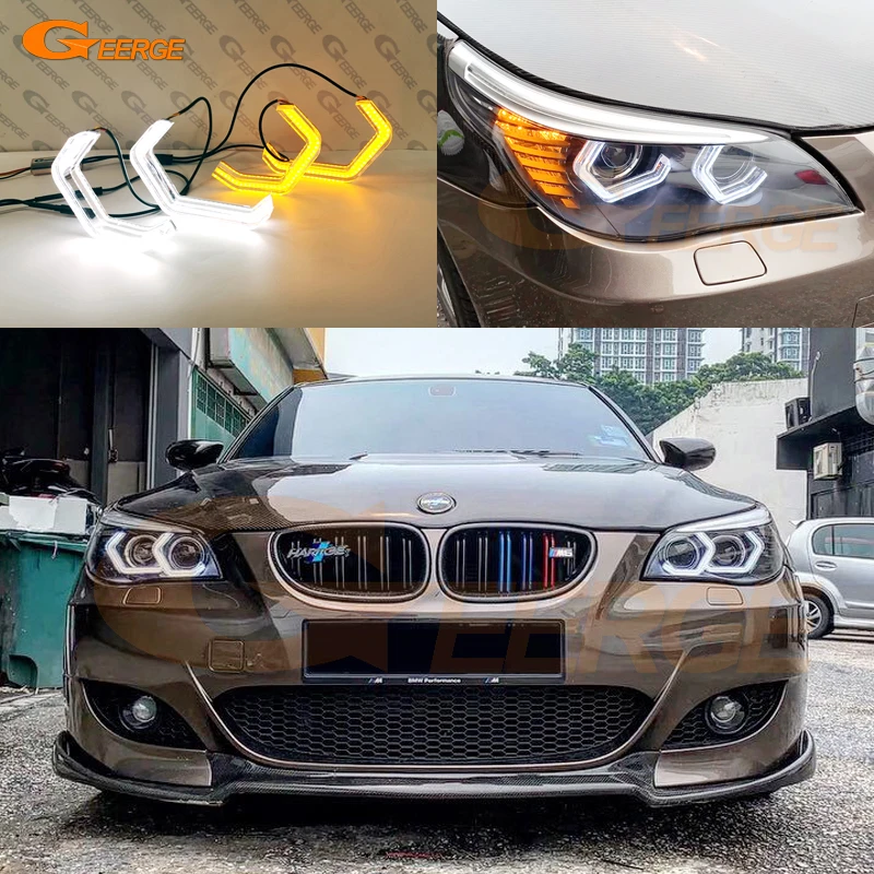 BMW 5 serisi E60 E61 525i 528i 530i 535i 545i 550i M5 Ultra parlak konsept M4 ikonik stil LED melek gözler araba aksesuarları