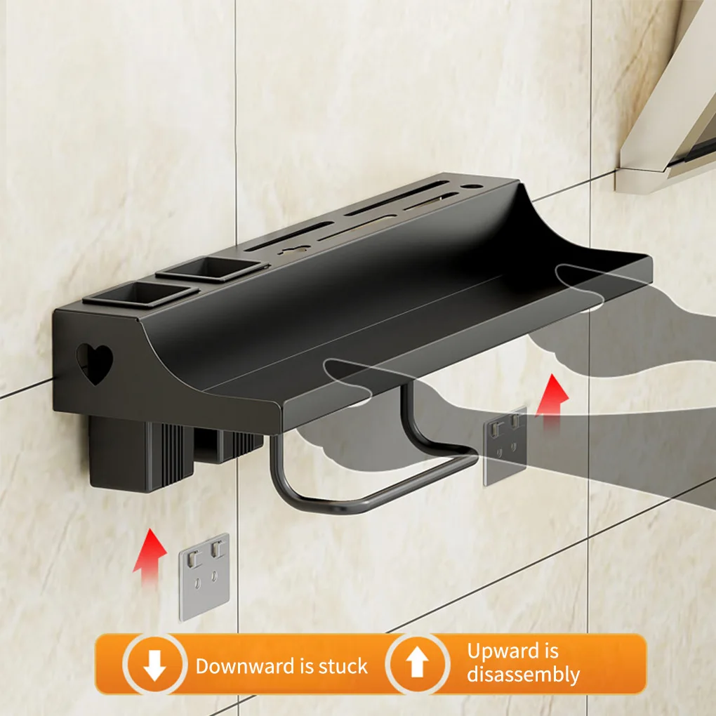 

304 Stainless Steel Spice Shelf Shower with 8 Hooks Bottle Holder Wall Mounted Seasoning Rack Organizer Kitchen Bathroom