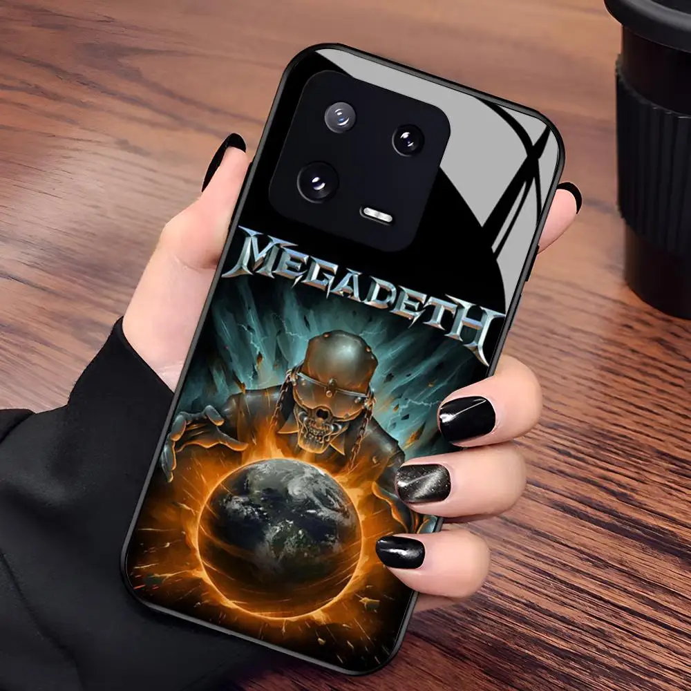 Фото Классический чехол для телефона Heavy Metal Rock Band Megadeths-S для Xiaomi 17 15 14 13 12 Mi 11 X T Ultra Pro Lite 5G, черный стеклянный чехол №5