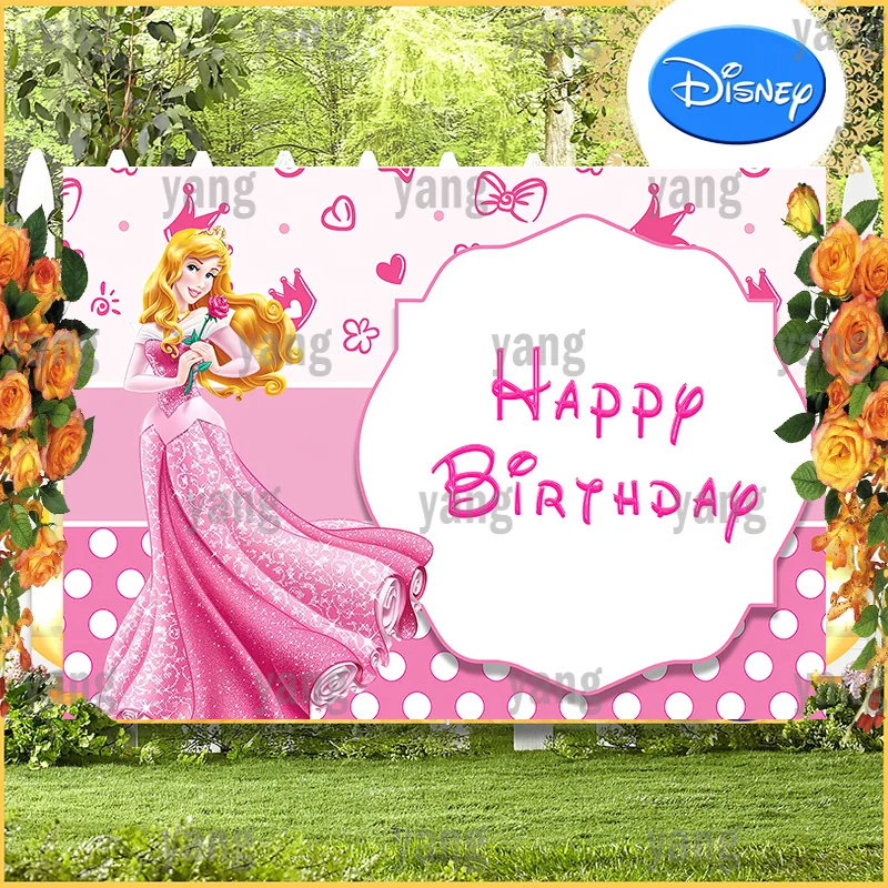 Custom Pink Disney Backdrop The Little Mermaid Ariel Princess Love Heart Flowers Baby Shower Birthday Party Backgrounds Banner