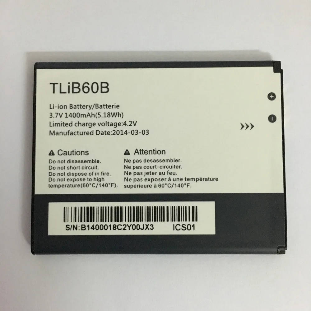 

3.7V New High Quality TLiB60B 1400mAh Battery for Alcatel spare battery