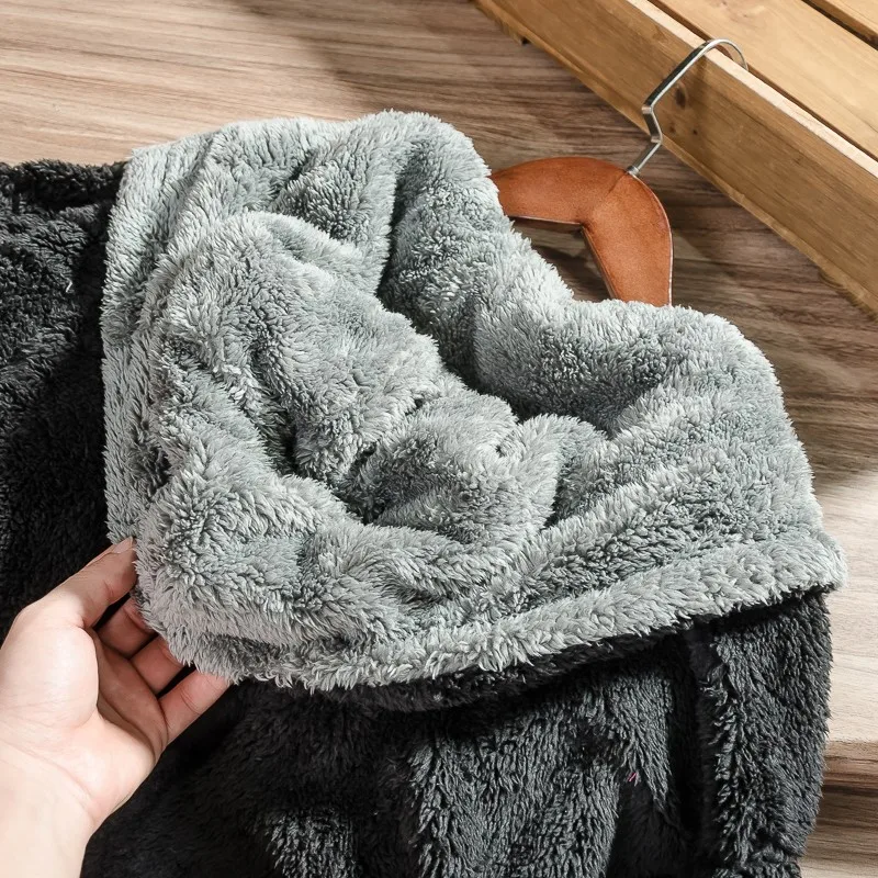 Fall/winter Coral Wool Bathrobes For Men And Women Flannel Thickening Home Wear Sleep Night Robe